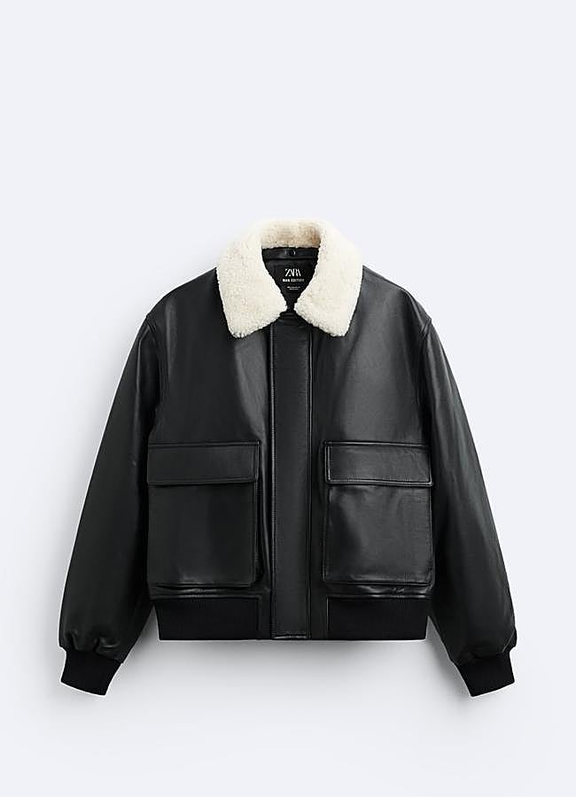 Imagen - Chaqueta de piel con cuello de pelo de Zara Man. Foto: Zara Man.