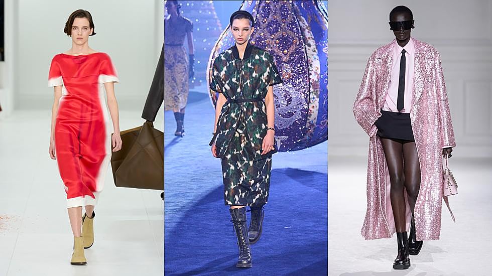 Botines Chelsea de Loewe, combat boots de Dior y botines planos de Valentino. 