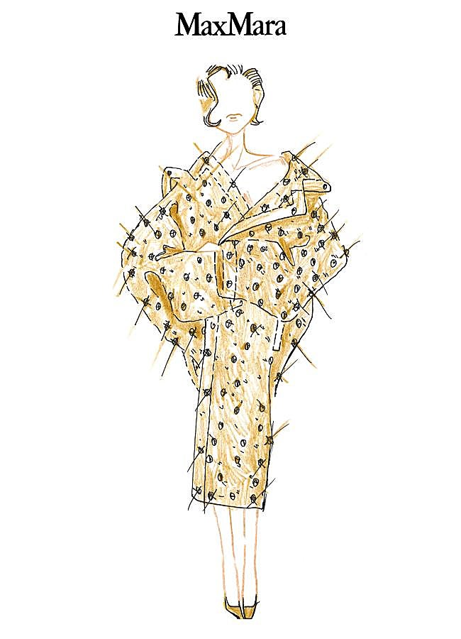 Imagen - Boceto de Griffiths del abrigoTeddy. El diseñador buceó en los archivos de la casa y encontró este tejido de lana en una prenda de los años 80..