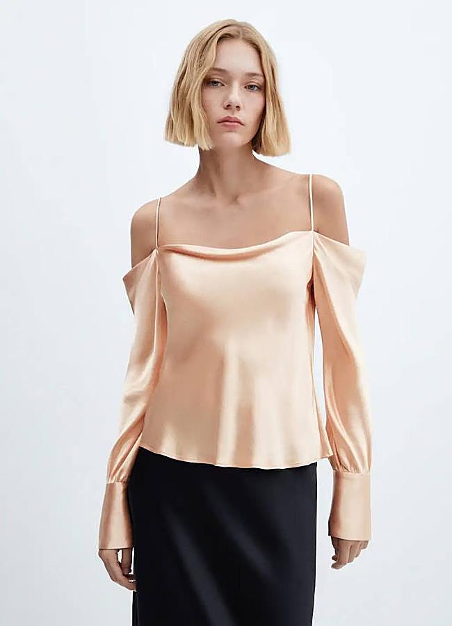 Imagen - Camisa satinada con hombros al descubierto