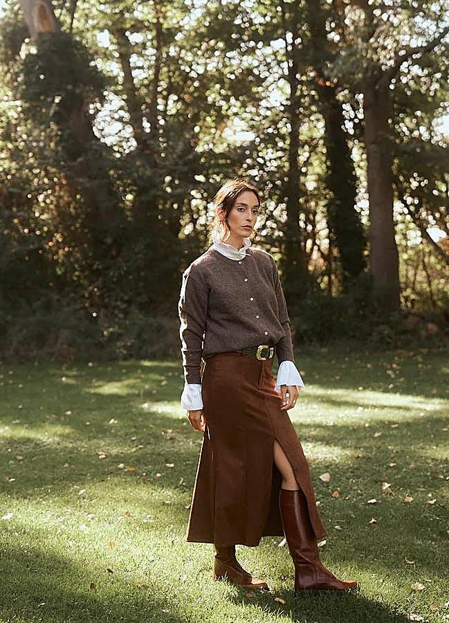 Imagen - Falda midi de ante acampanada