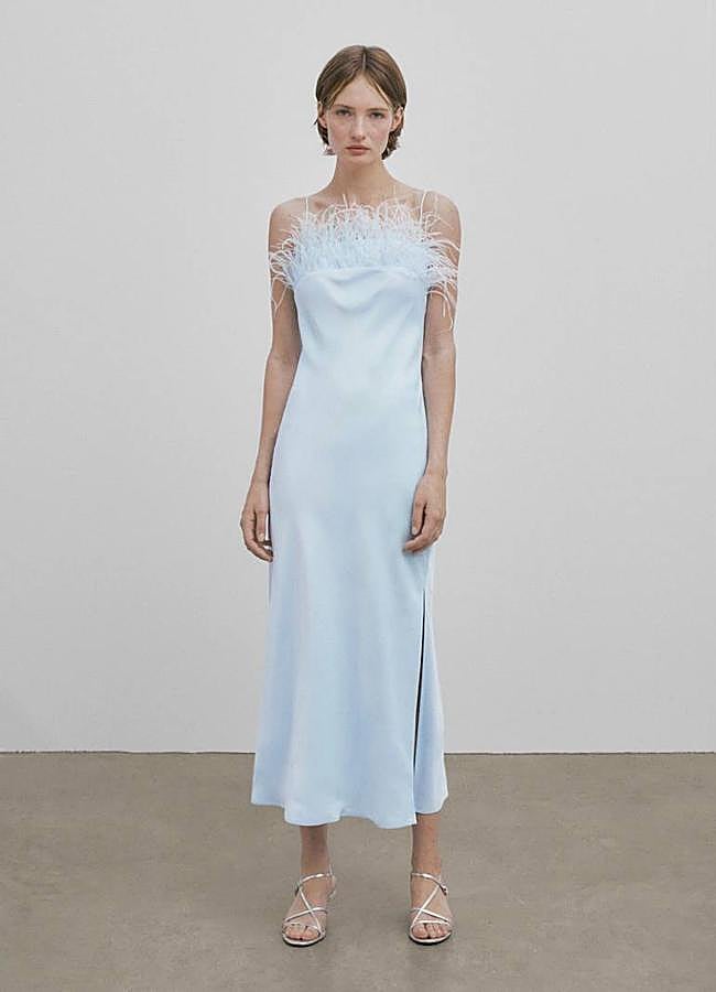 Imagen - Vestido lencero con plumas