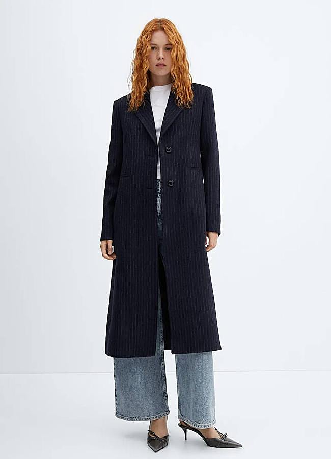 Imagen - Abrigo azul marino con estampado de raya diplomática