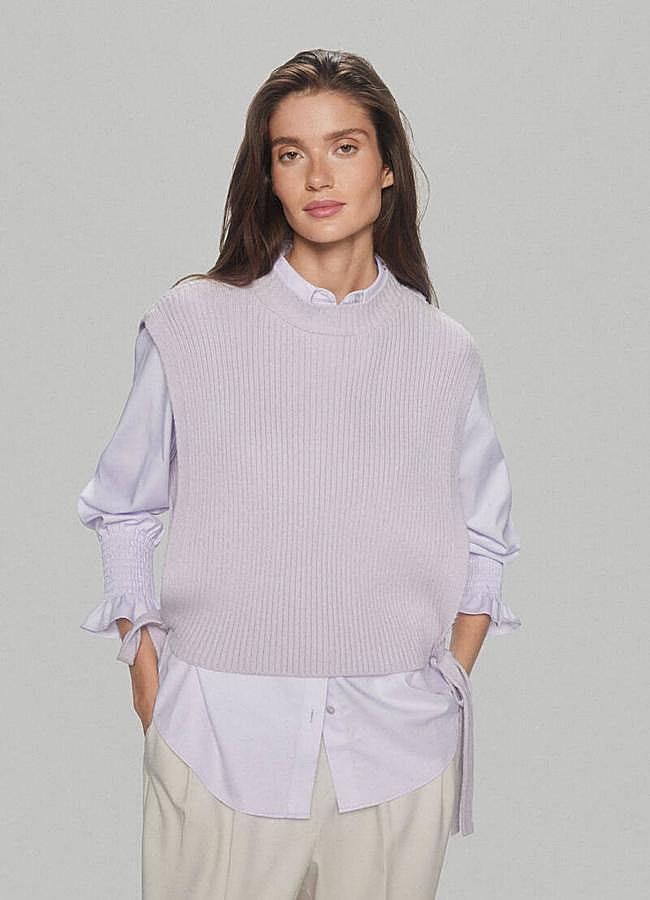 Imagen - Chaleco de punto canalé con lazadas