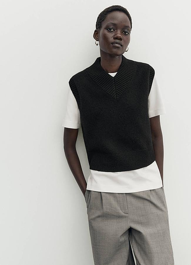 Imagen - Chaleco de punto con cuello de pico