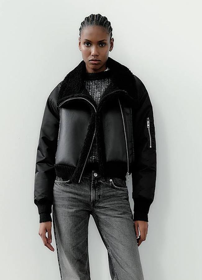 Imagen - Bomber efecto cuero con forro de borreguillo