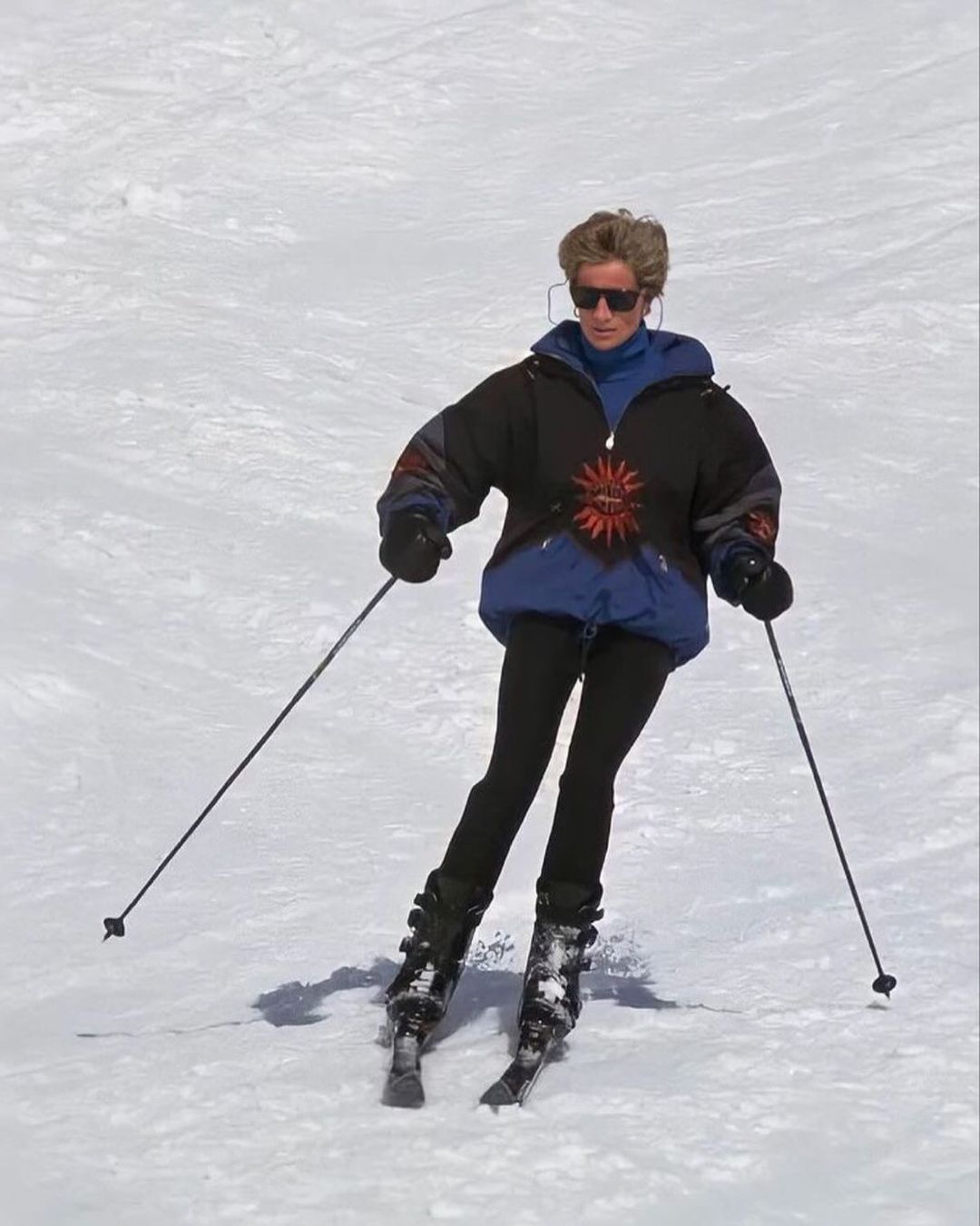 La princesa de Gales esquiando.