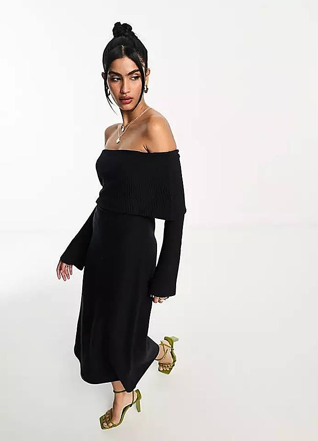 Imagen - Vestido de punto midi con escote bardot