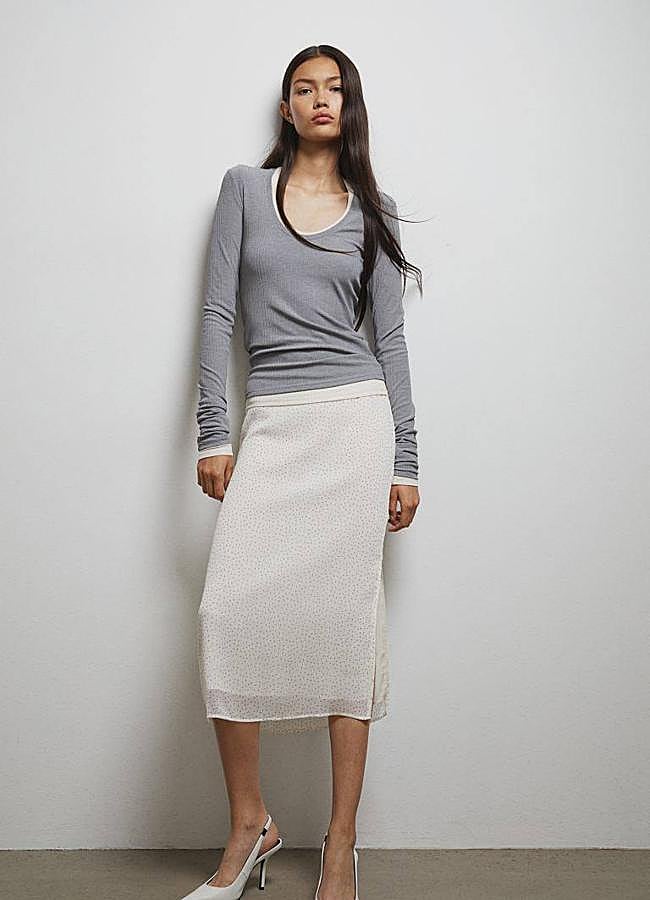 Imagen - Falda midi en tejido vaporoso