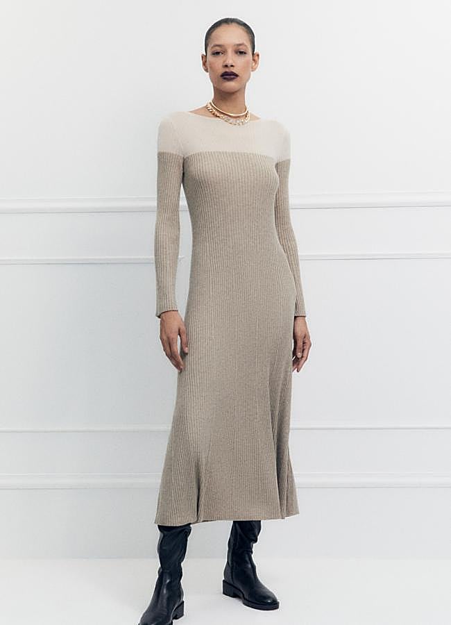 Imagen - Vestido de canalé con cuello barco de Sfera