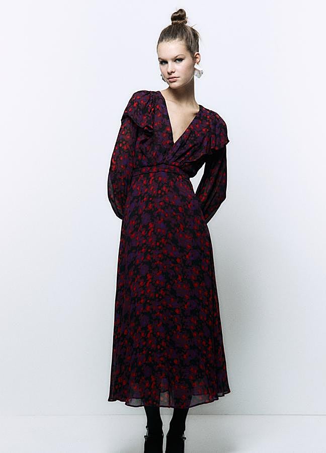 Imagen - Vestido estampado de manchas con manga larga y cierre con cremallera trasera oculta de Sfera