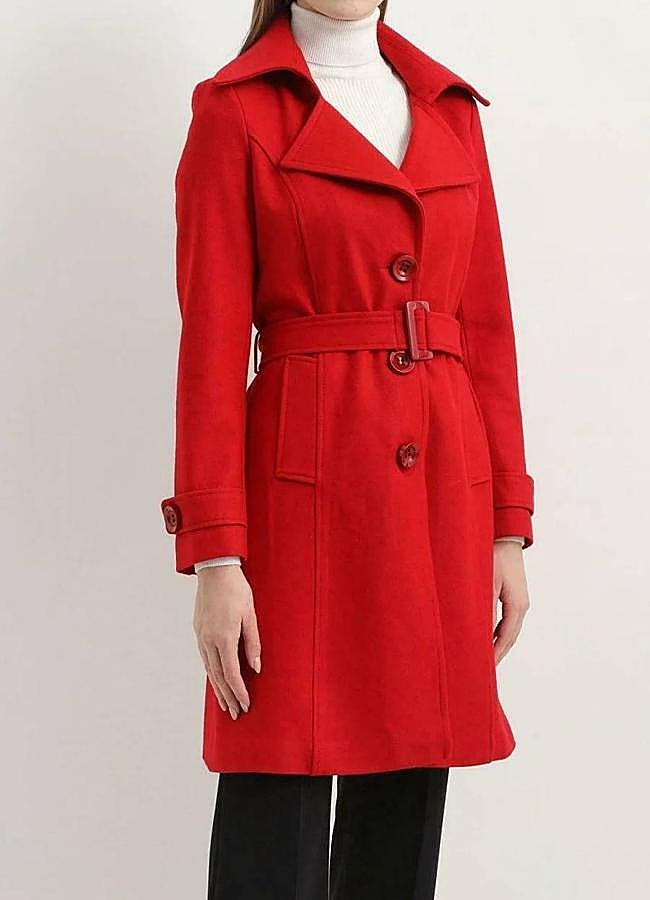 Imagen - Gabardina midi con cinturón en rojo