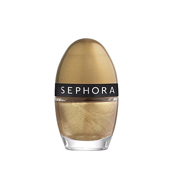 Esmalte de uñas con purpurina dorada de Sephora.