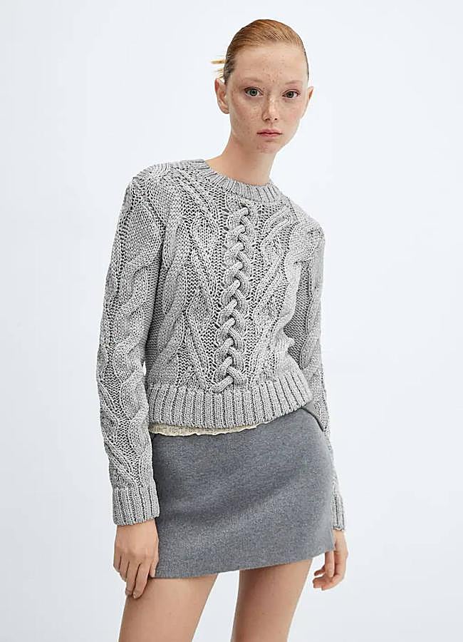 Imagen - Jersey gris en tejido de punto trenzado