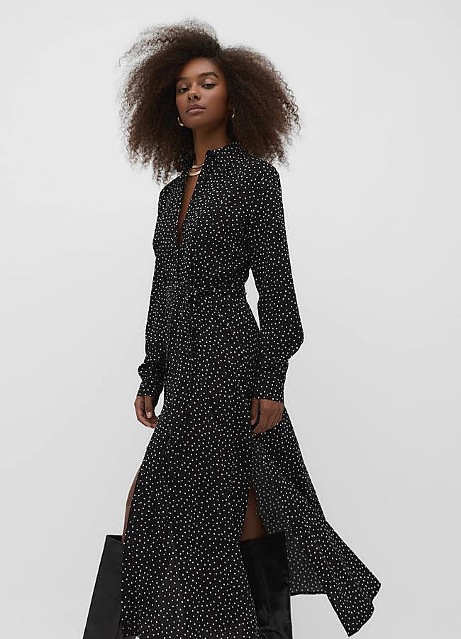 Imagen - Vestido midi camisero con estampado de lunares