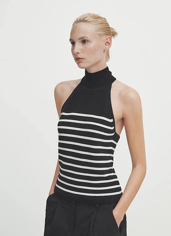 Imagen - Top con cuello alto de punto a rayas