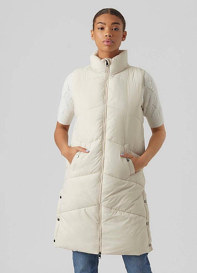 Imagen - Chaleco acolchado largo con aberturas a los lados