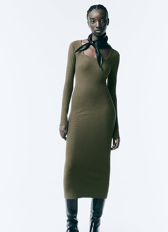 Imagen - Vestido de punto midi con escote cuadrado