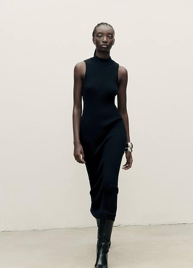 Imagen - Vestido negro de punto con cuello halter