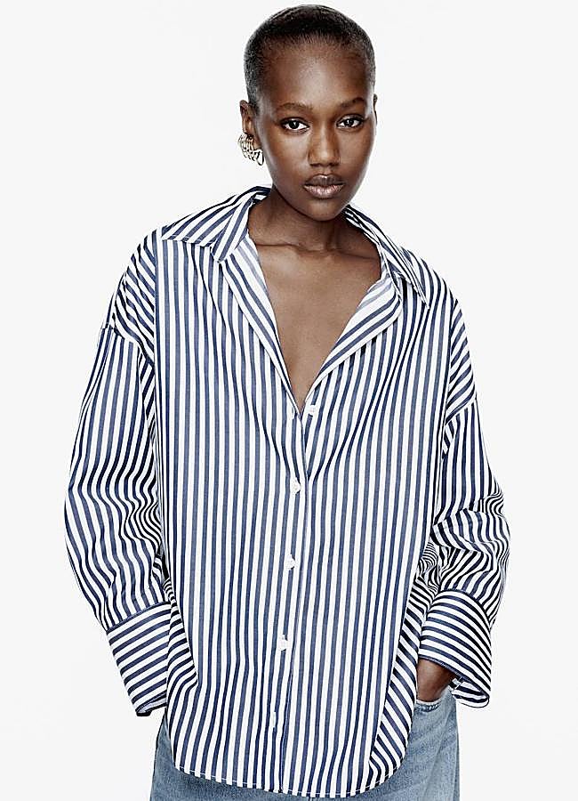 Imagen - Camisa de rayas en tejido de popelín ancha