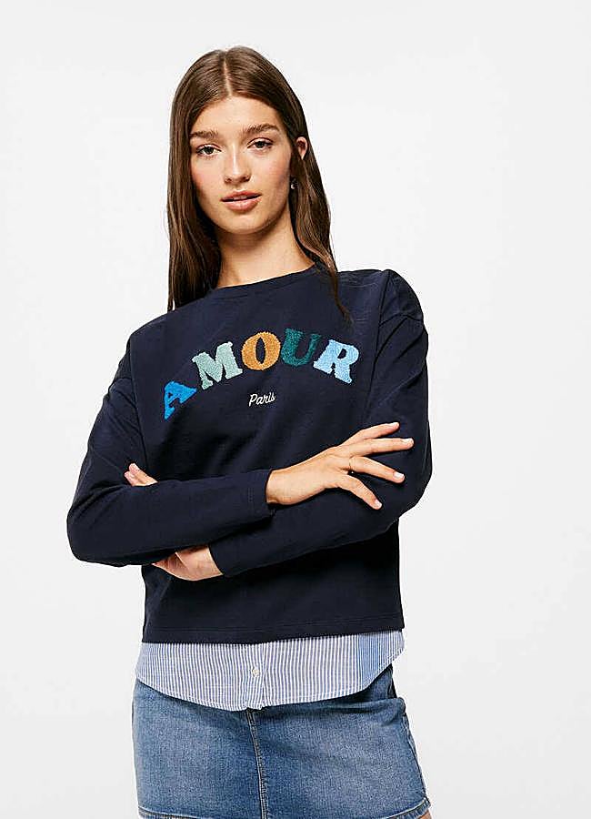 Imagen - Sudadera con texto multicolor en relieve