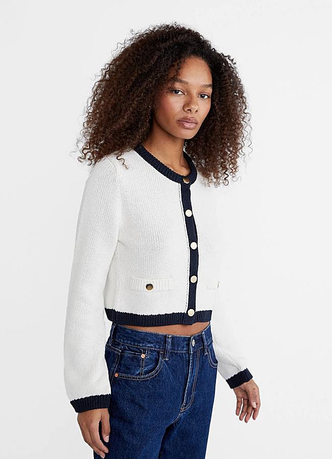 Imagen - Cárdigan con vivos en blanco y negro