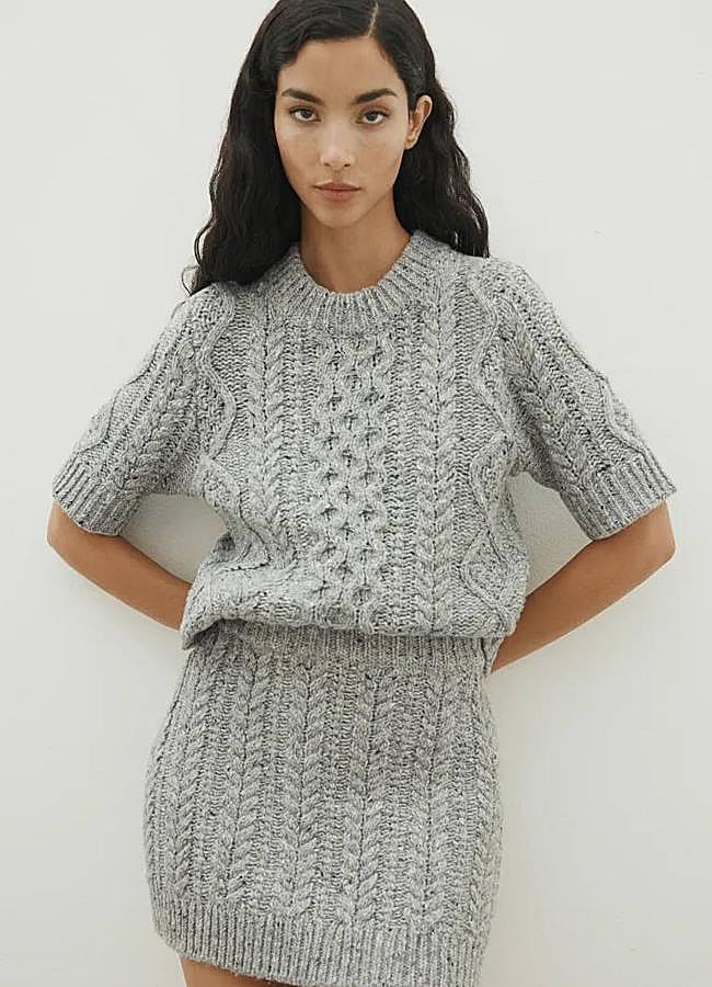 Imagen - Conjunto de punto trenzado en gris