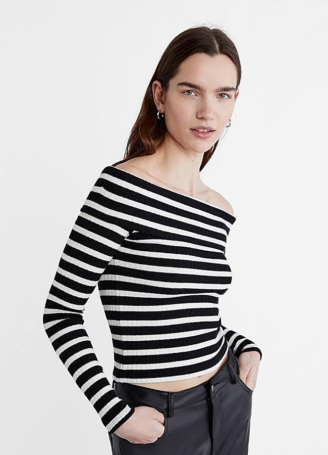 Imagen - Camiseta de rayas con escote bardot