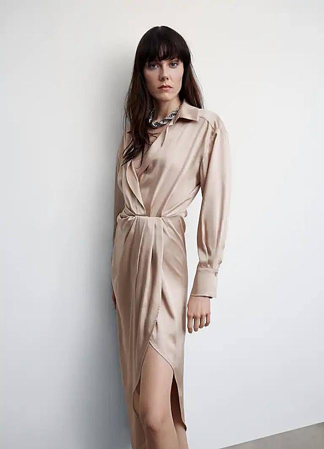 Imagen - Vestido camisero drapeado