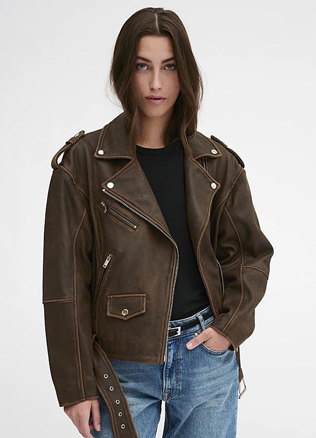 Imagen - Chaqueta de cuero efecto envejecido de My Essential Wardrobe (389,95 euros).
