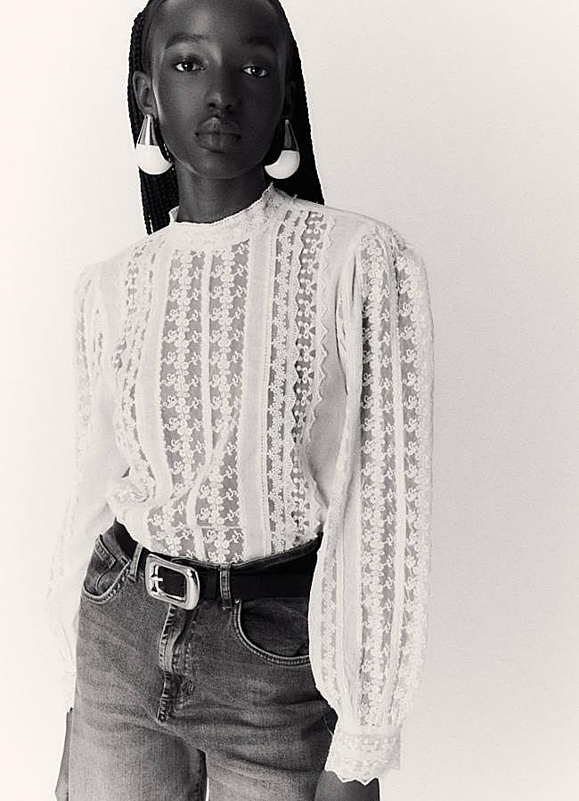 Imagen - Camisa bordada de encaje y puntillas