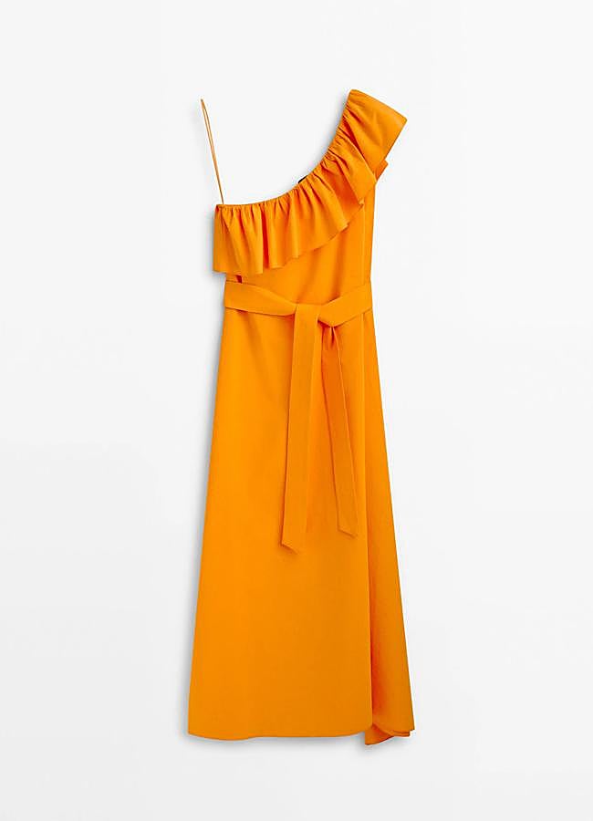 Imagen - Vestido asimétrico en naranja de Massimo Dutti.