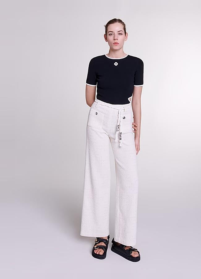 Imagen - Pantalones blancos con tejido tweed de Maje.