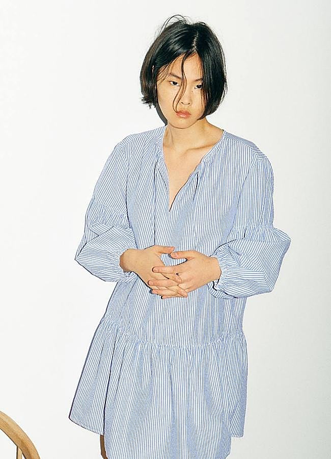 Imagen - Vestido de volantes en algodón con estampado de rayas