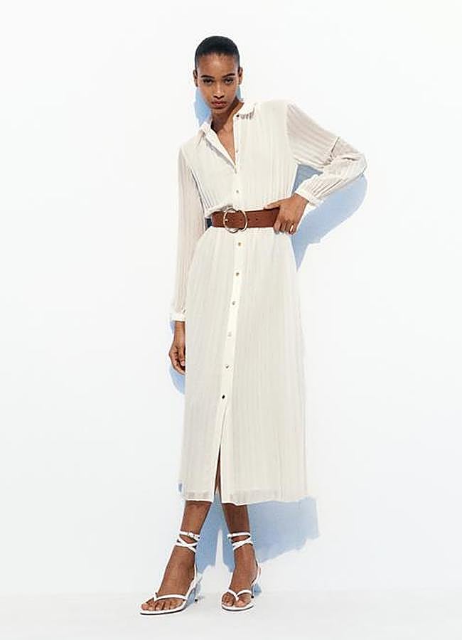 Imagen - Vestido midi plisado con cinturón/ZARA