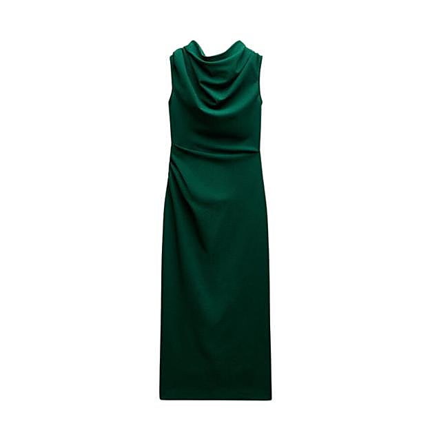Vestido midi verde esmeralda de Zara