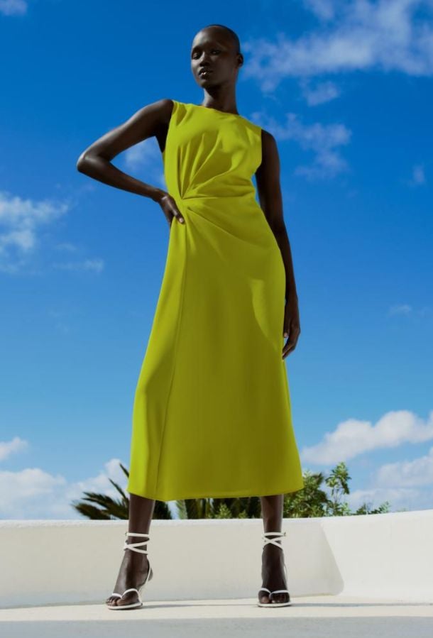 Imagen - Vestido verde flúor detalles frunces de Zara/ZARA