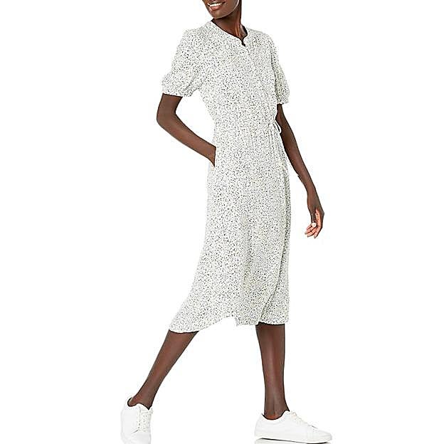 Vestido midi ajustado a la cintura de Amazon Essentials.