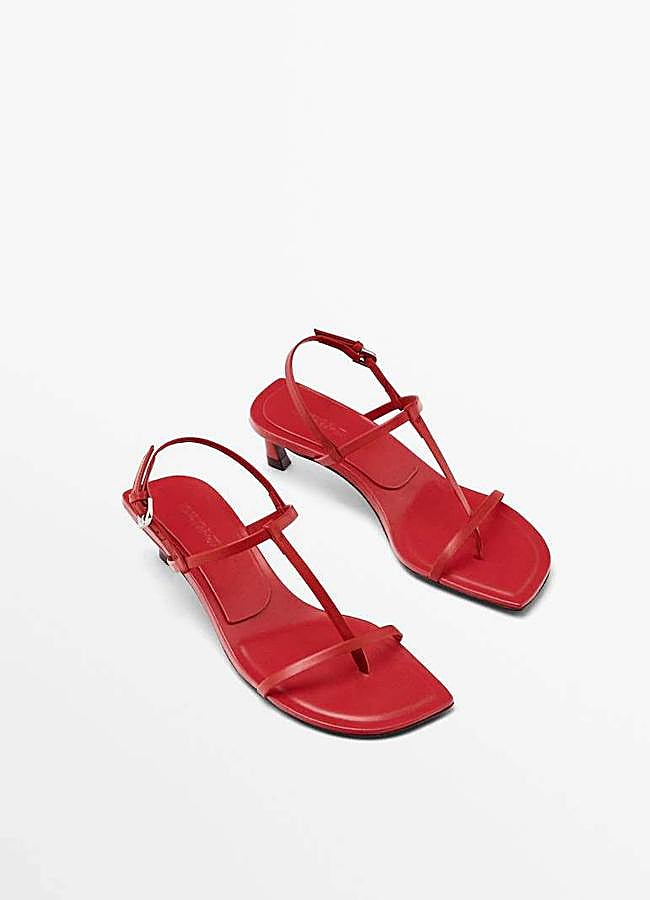 Imagen - Sandalias de tacón roja de Massimo Dutti (129€)