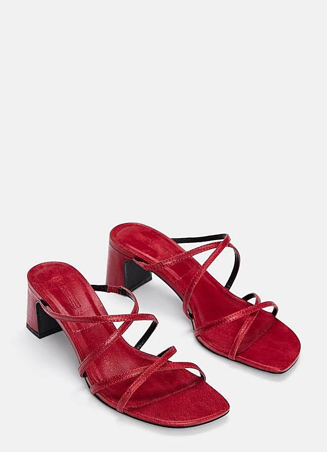 Imagen - Sandalias de tacón bajo con tiras color rojo