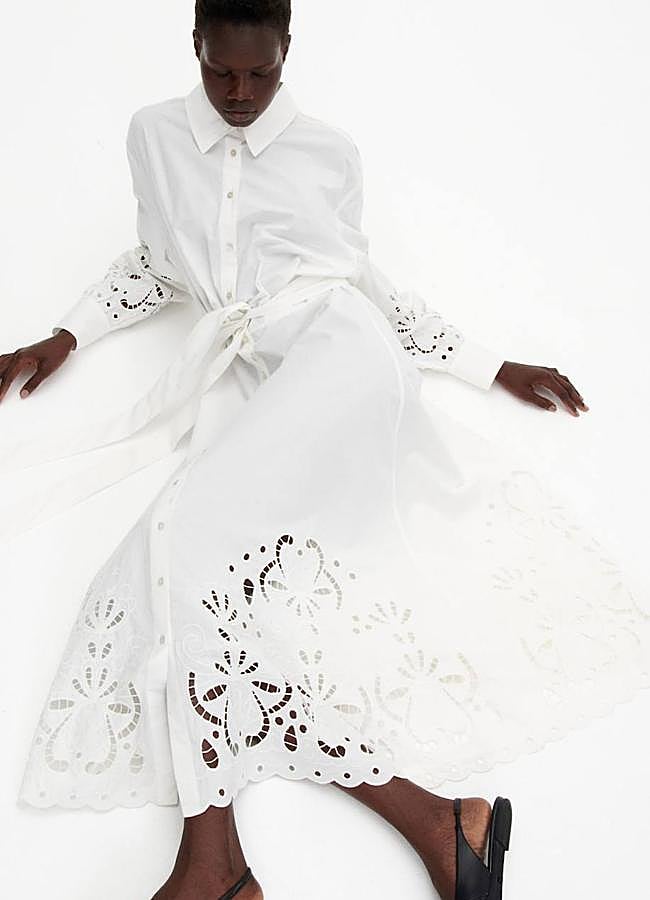 Imagen - Vestido midi bordado tipo camisero