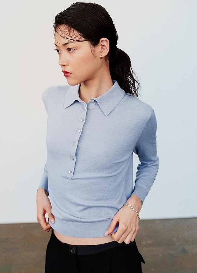 Imagen - Polo de punto en azul bebé