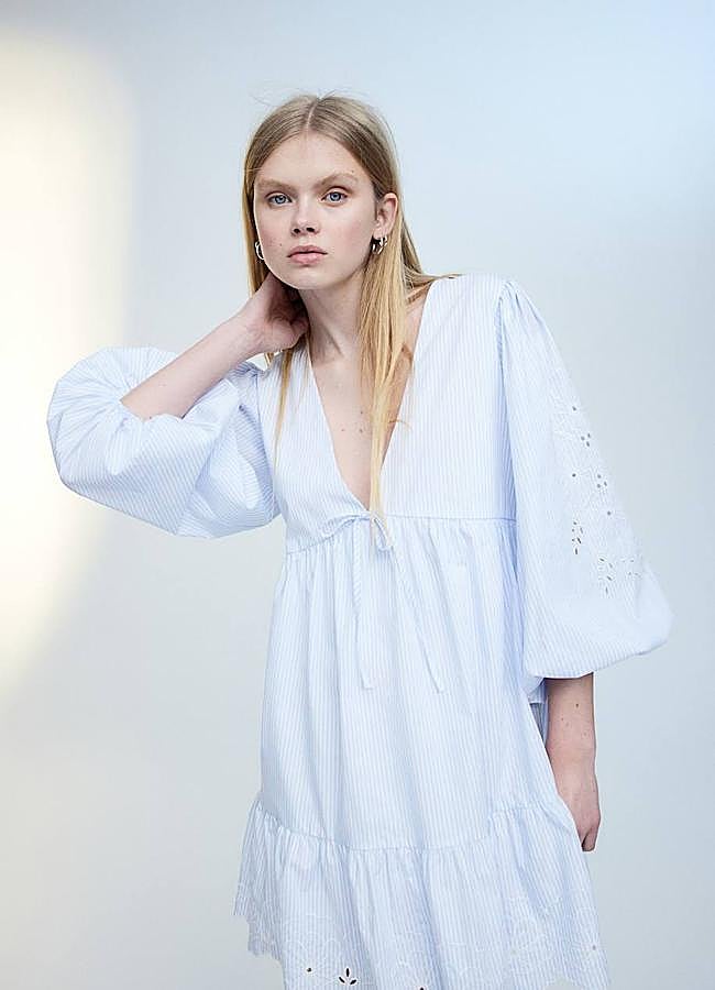 Imagen - Vestido anchito de algodón con estampado de rayas