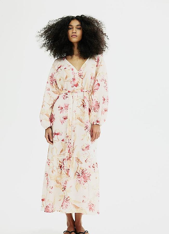 Imagen - Vestido midi con estampado de flores rosa estilo túnica