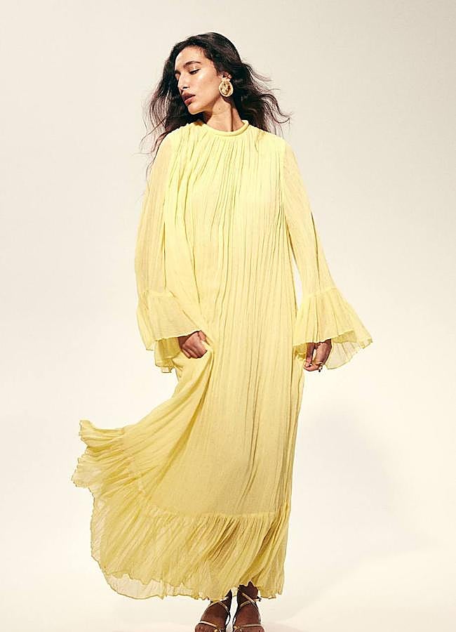 Imagen - Vestido midi estilo caftán plisado