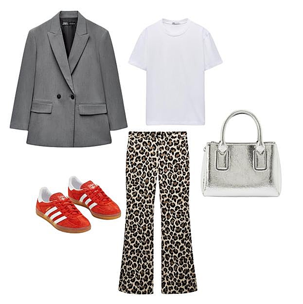 Conjunto con pantalones de leopardo de Zara