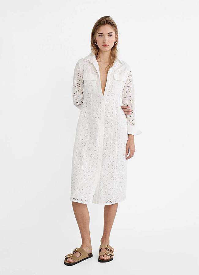 Imagen - Vestido camisero con bordado inglés