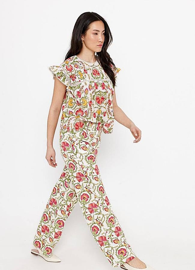 Imagen - Pantalones con estampado primavera en lino