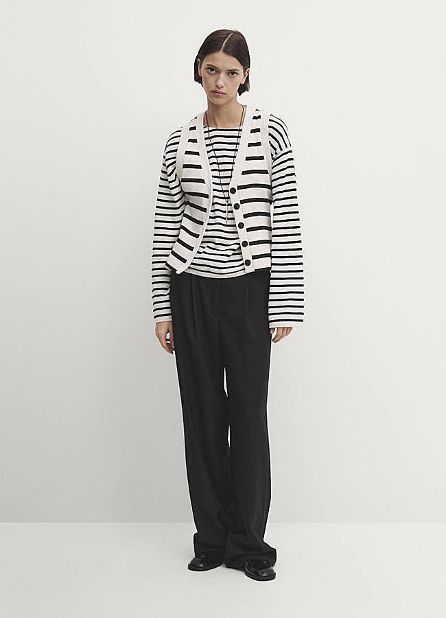 Imagen - Chaleco de punto canalé con rayas