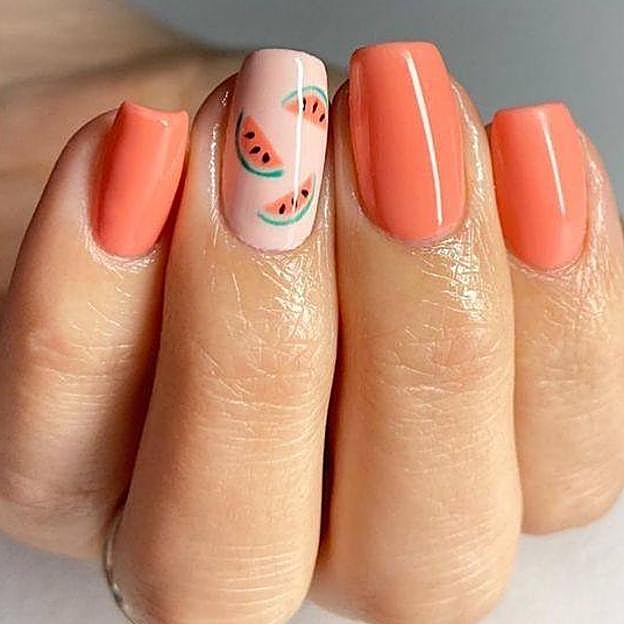 Uñas con diseño de sandías